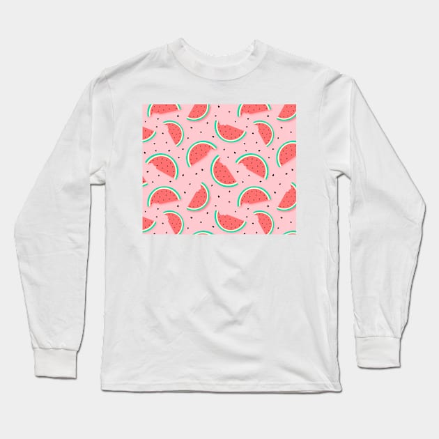 Watercolor watermelon Long Sleeve T-Shirt by timegraf